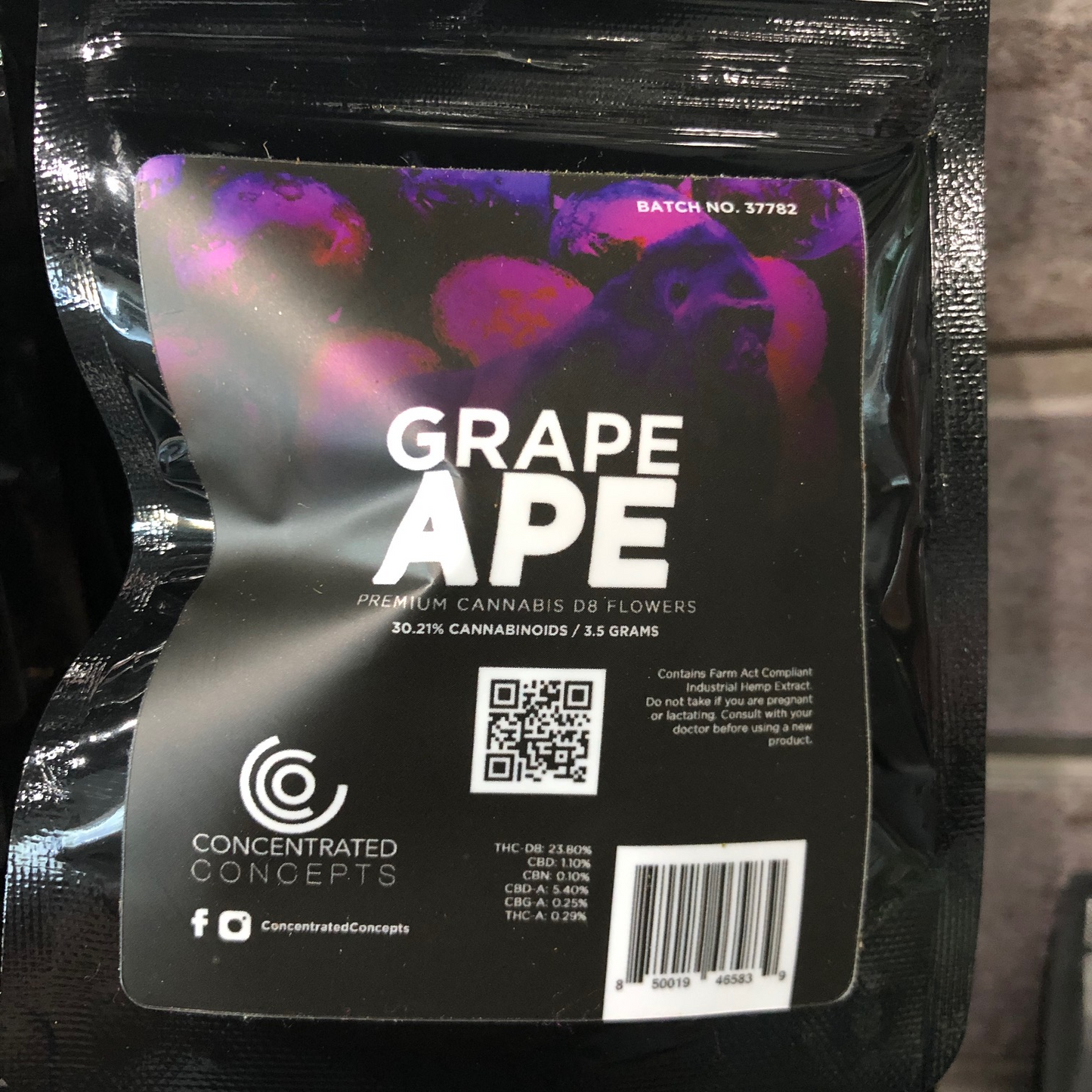 Delta 8 thc flower grape ape 3.5 grams