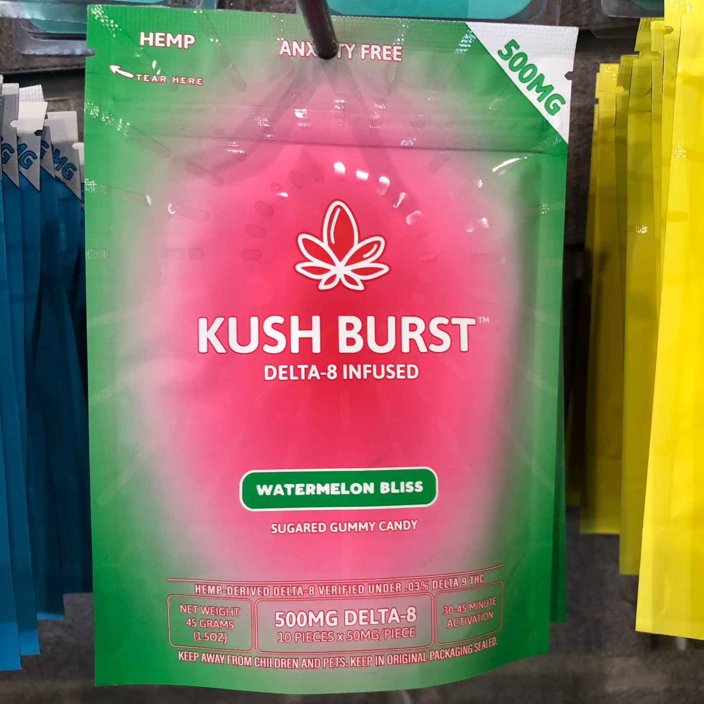 Kush Burst Delta 8 THC edibles 50mg an edible Watermelon Bliss Flavor