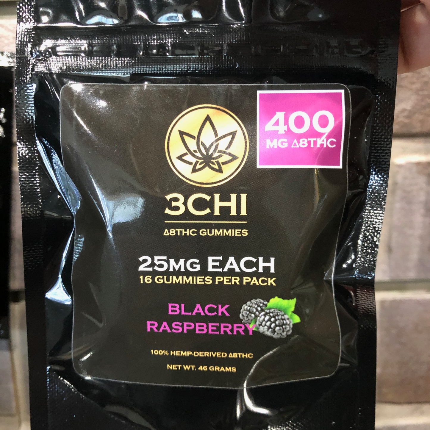 3chi thc delta 8 edibles 25mg 16ct black raspberry flavor